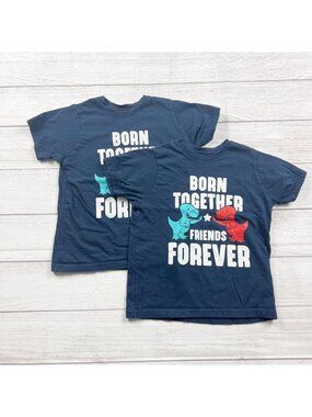 Matching Twins Dinosaur Graphic Kids T-Shirts "Born Together Friends Forever" 5